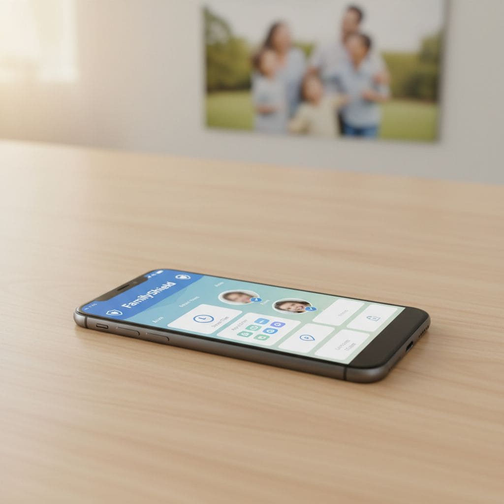 parental control apps — parent reviewing app dashboards on phone in calm warm light